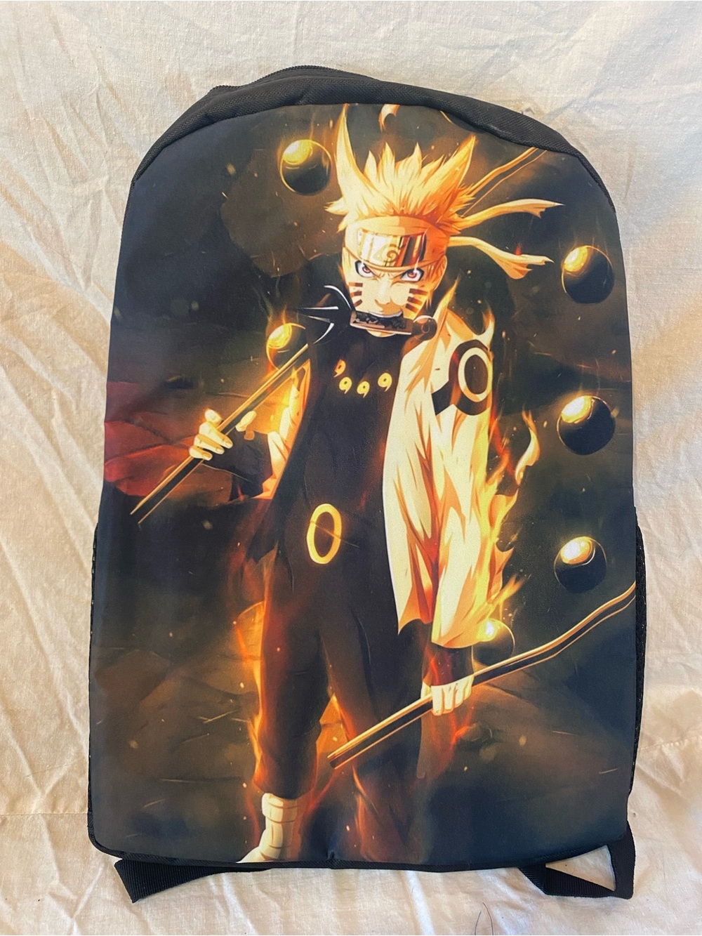 Naruto Themed Kids Backpack in Black and Orange